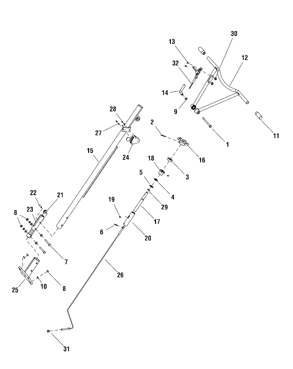 Handle Group (80003059) Diagram and Parts List for 866056-EX436-T  Briggs and Stratton Lawn Tractor Accessories